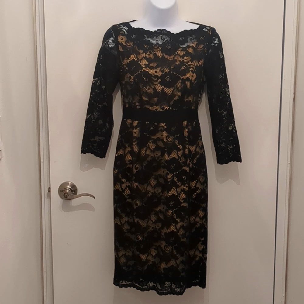 Black Lace Dress With Golden Lining